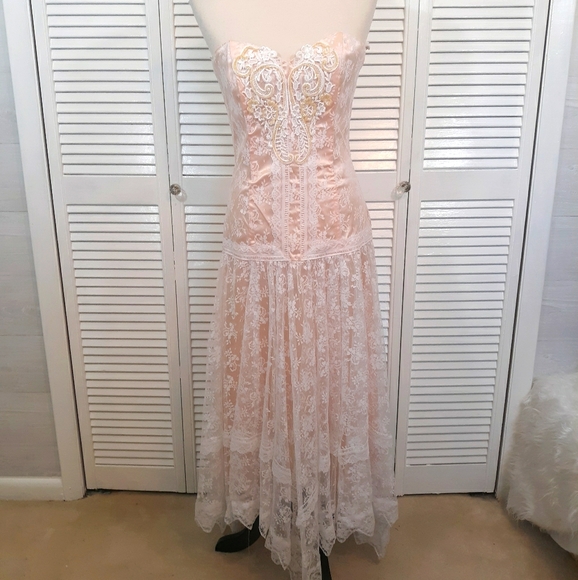 Jessica McClintock Dresses & Skirts - Jessica Mcclintock strapless lace maxi dress 9 *C5